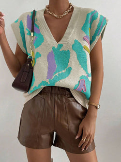 Color Block V-Neck Sweater Vest