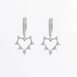 925 Sterling Silver Inlaid Zircon Heart Dangle Earrings