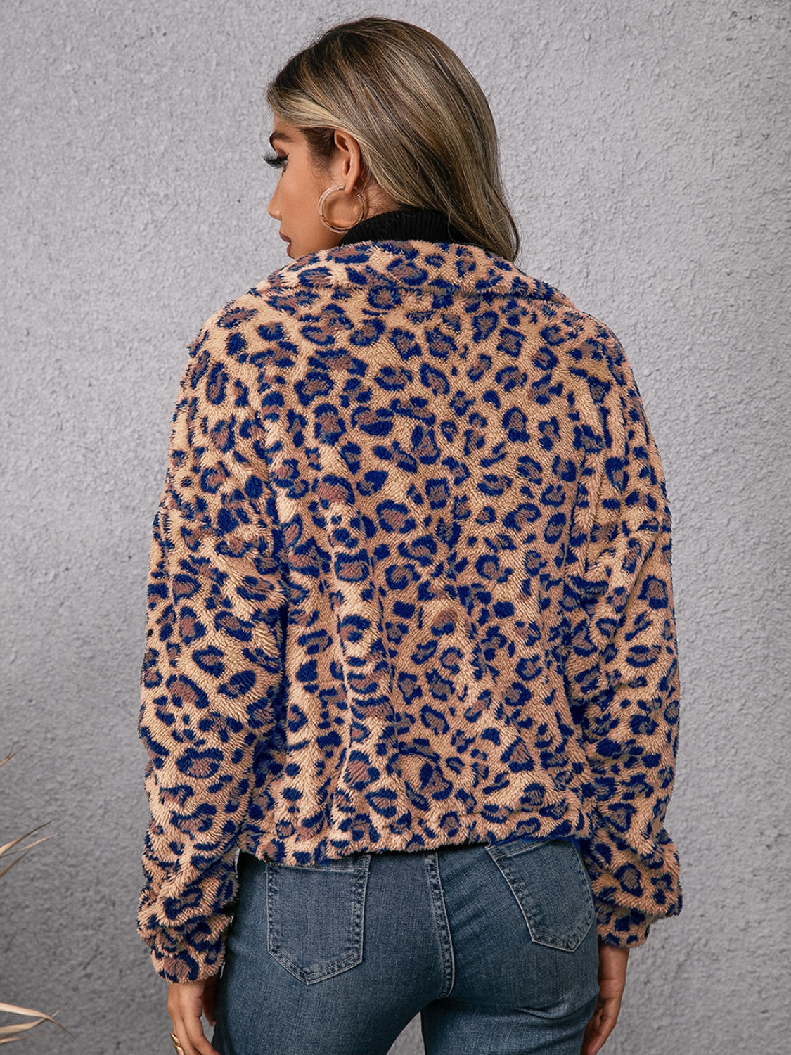 Ivy Lane Drawstring Leopard Zip Up Jacket