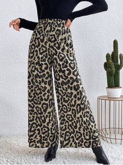 Printed Elastic Waist Wide Leg Pants