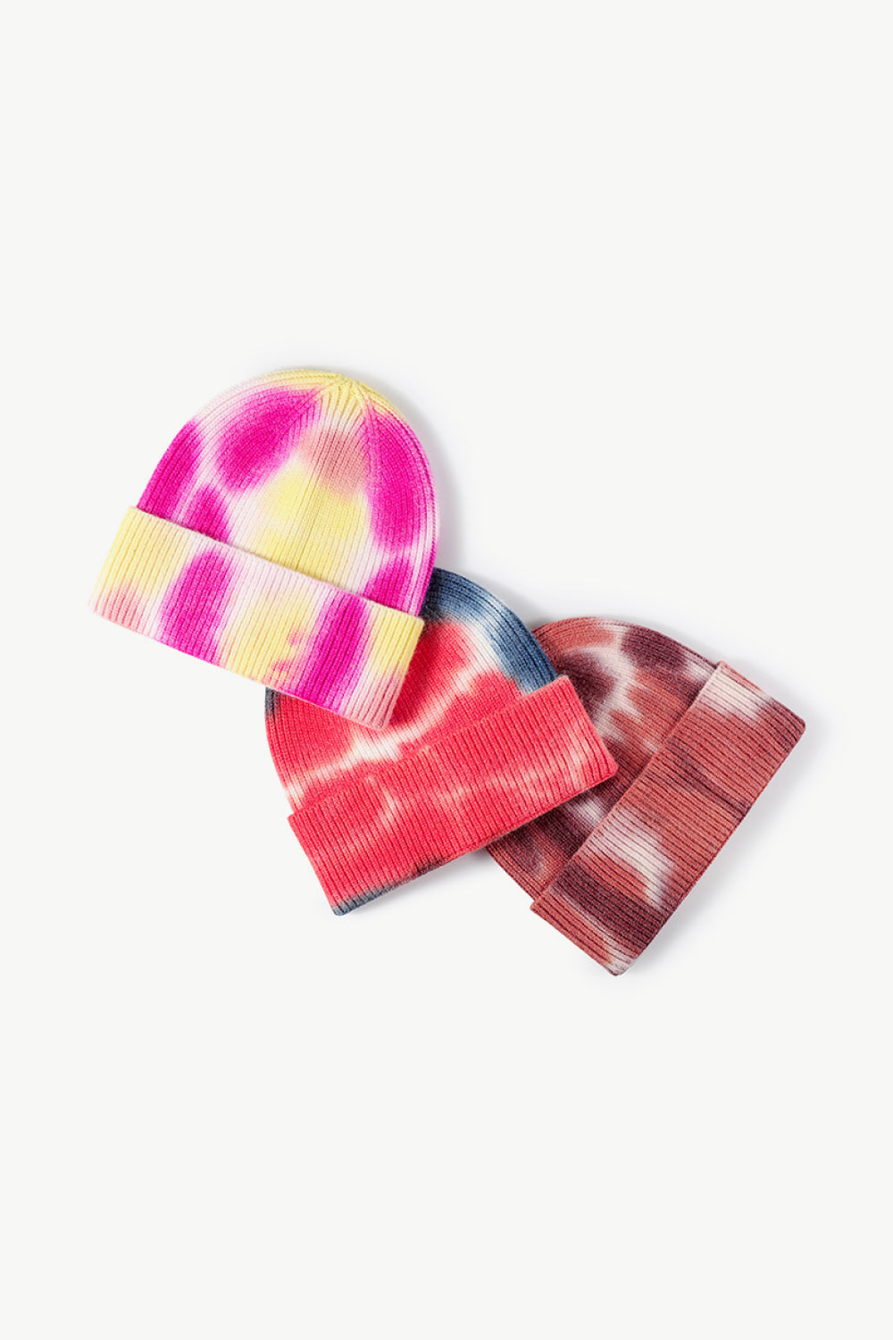 Gorro de punto con puños y efecto tie-dye