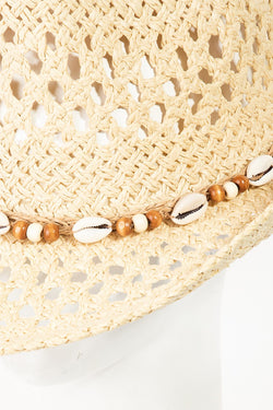 Fame Cowrie Shell Beaded String Straw Hat