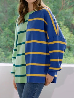 Striped Round Neck Long Sleeve Sweater