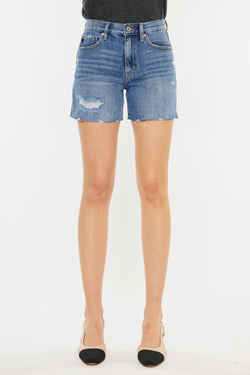 Kancan Distressed High Waist Denim Shorts