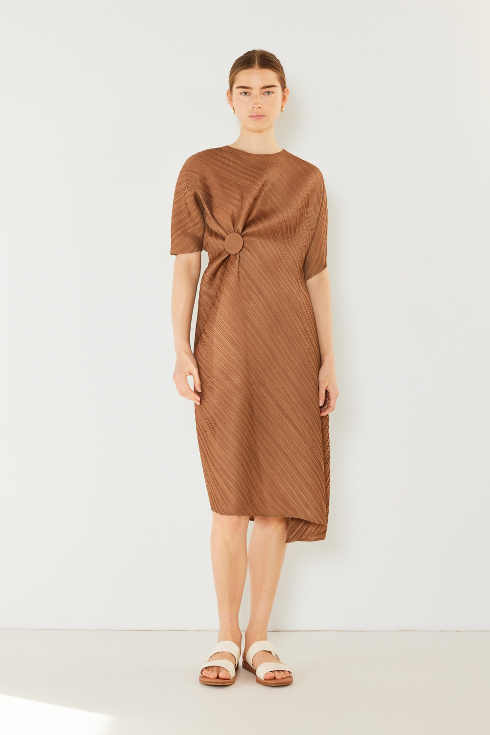 Marina West Swim Pleated Dolman Sleeve Dress