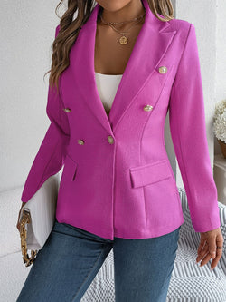 Decorative Pocket Flap Lapel Collar Long Sleeve Blazer