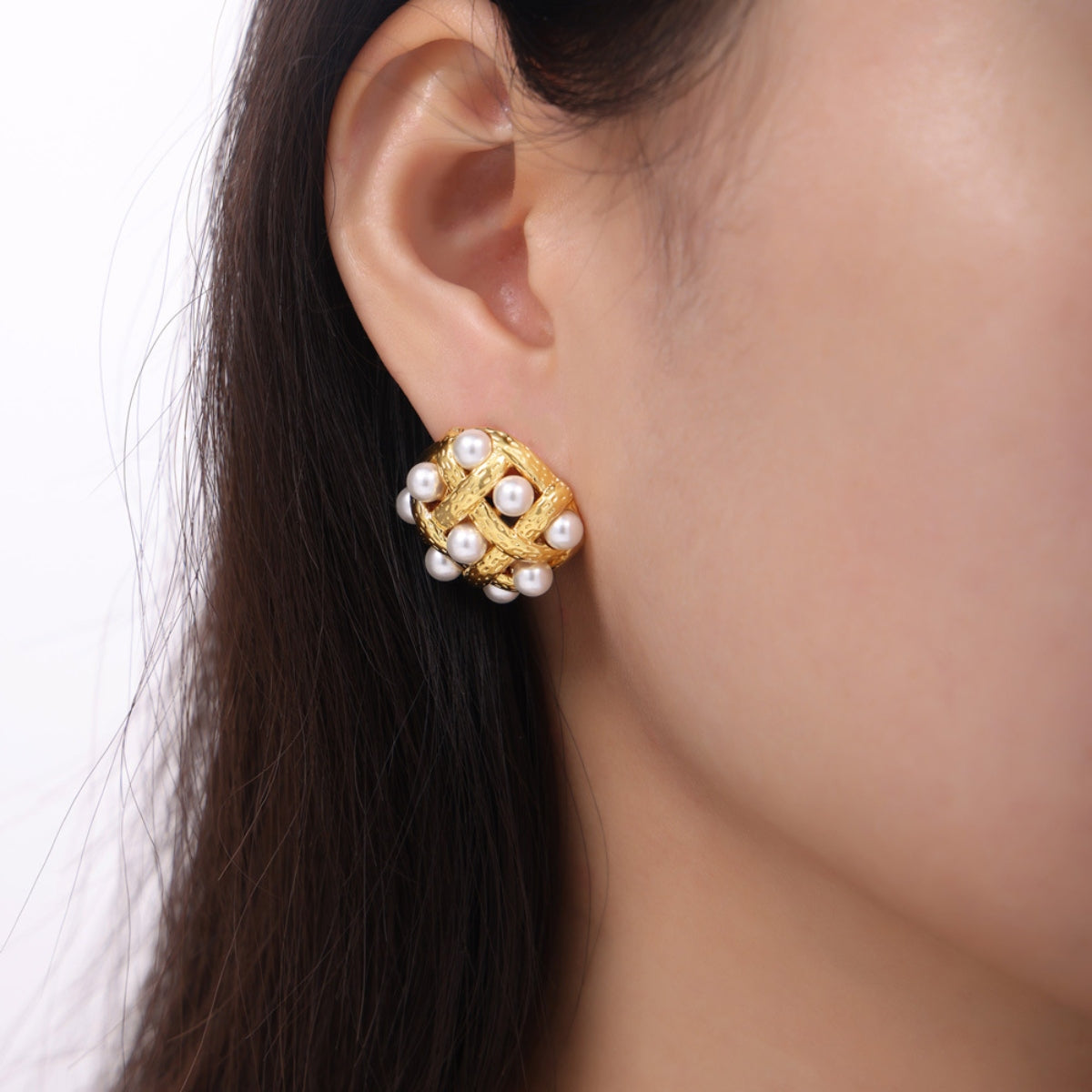 Pendientes de cobre con perlas y conchas