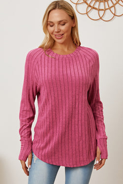 Basic Bae Full Size Ribbed Thumbhole Sleeve T-Shirt