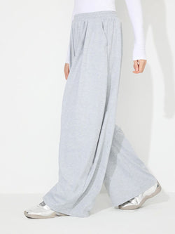 Elastic Waist Wide Leg Pants with Pockets