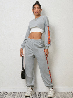 Cropped Sweatshirt and Sweatpants Set