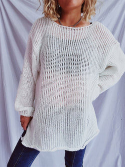 Boat Neck Dropped Shoulder Sweater