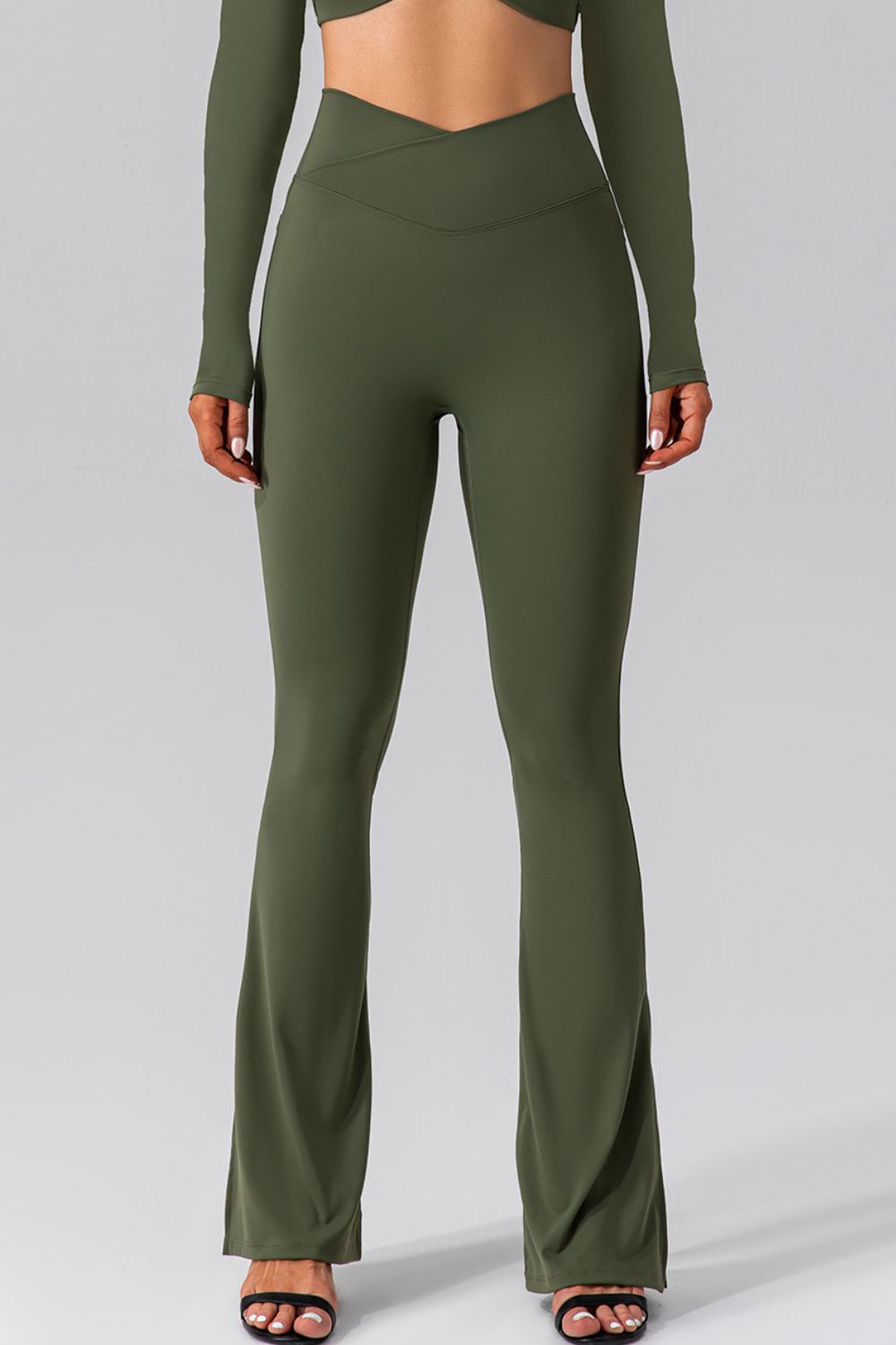 High Waist Slit Pocketed Active Pants