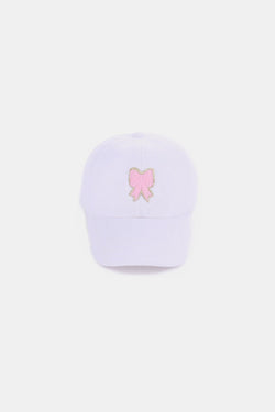 Zenana Ribbon Bow Chenille Patch Baseball Cap