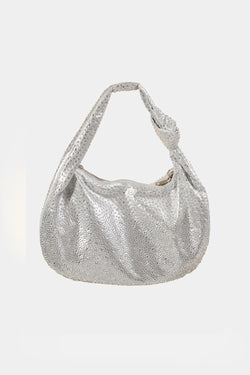 Bolso de mano con tachuelas de diamantes de imitación Fame