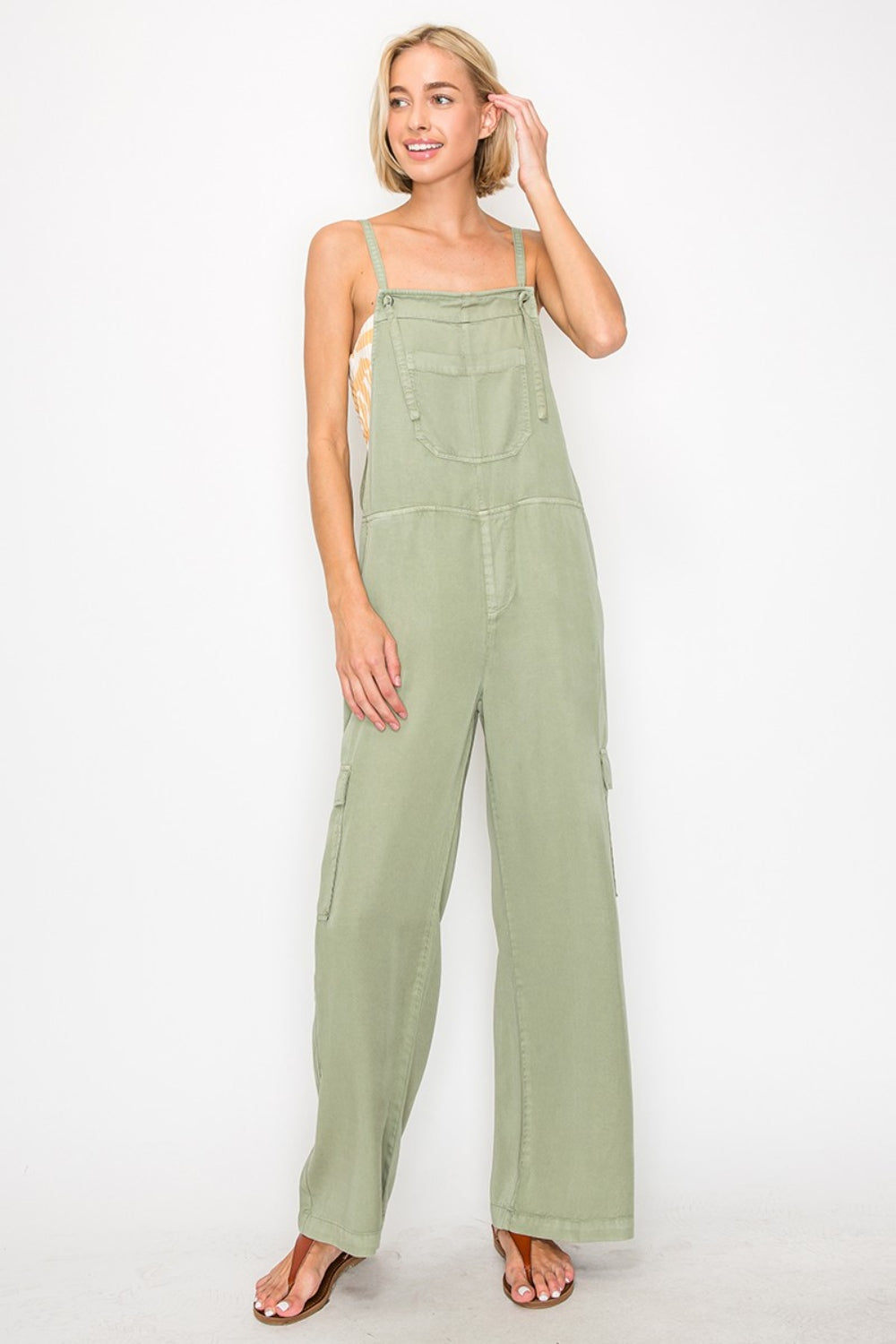 RISEN Wide Leg Tencel Overalls