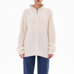 Ribbed Half Zip Long Sleeve Sweater