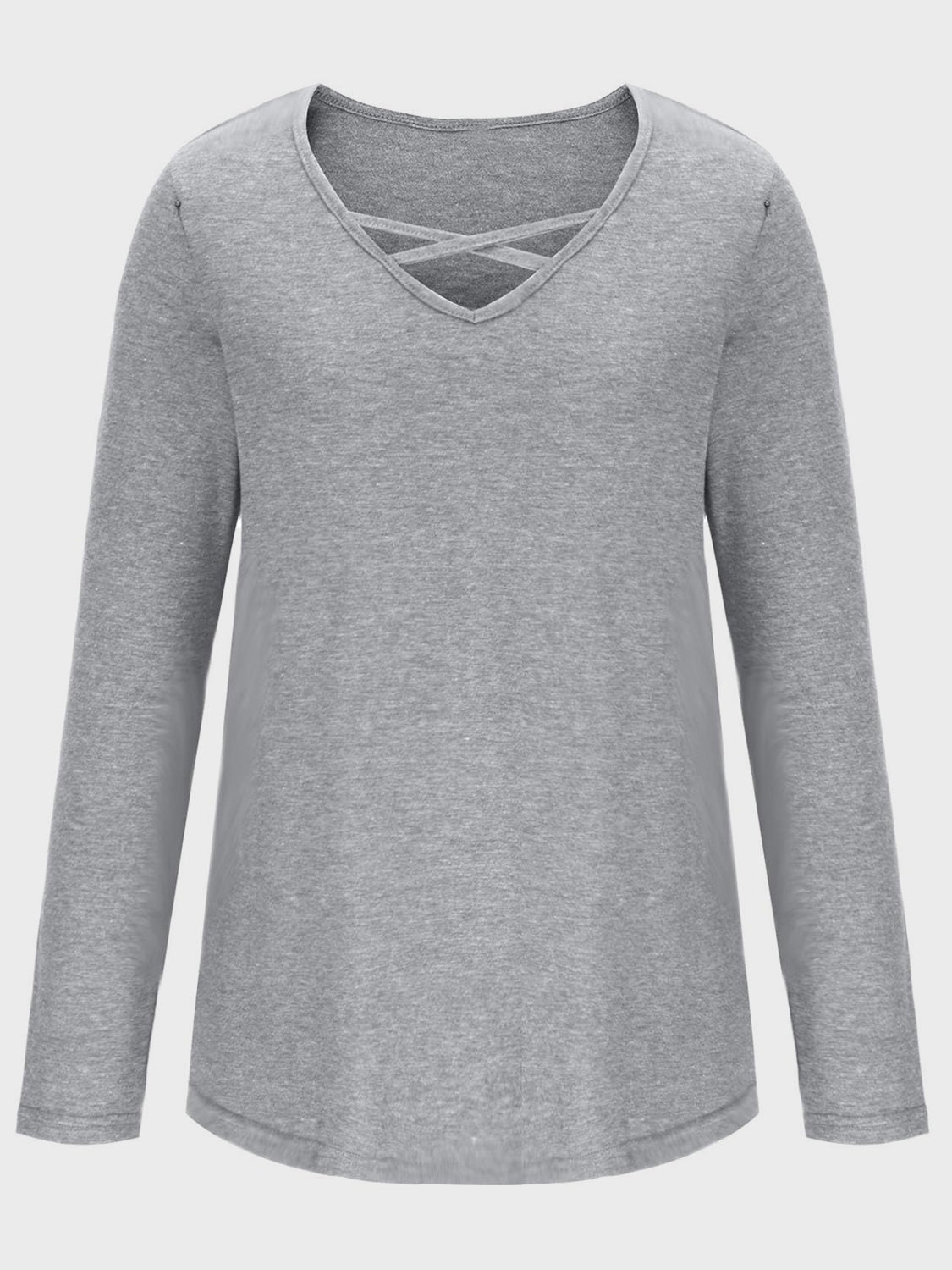 Crisscross V-Neck Long Sleeve T-Shirt