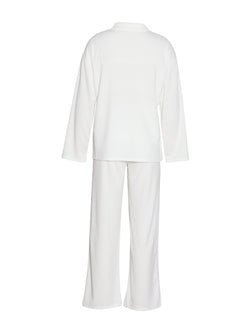 Collared Neck Long Sleeve Top and Drawstring Pants Set