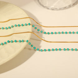 Turquoise Titanium Steel Double-Layered Necklace