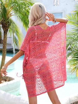 Angel Wings Slit Openwork V-Neck Cover Up