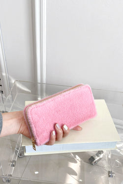 Solid Color Fluff Rectangle Wallet