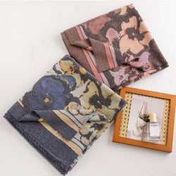 Printed Raw Hem Polyester Scarf