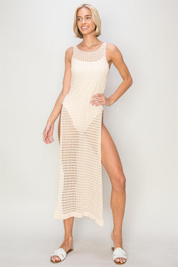 Vestido playero sin espalda de crochet HYFVE