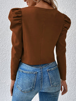 Zip Up Puff Sleeve Jacket