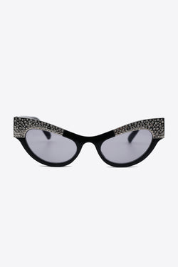 Gafas de sol de ojo de gato con ribete de diamantes de imitación y protección UV400