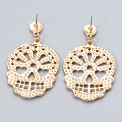 Skull Rhinestone Alloy Earrings