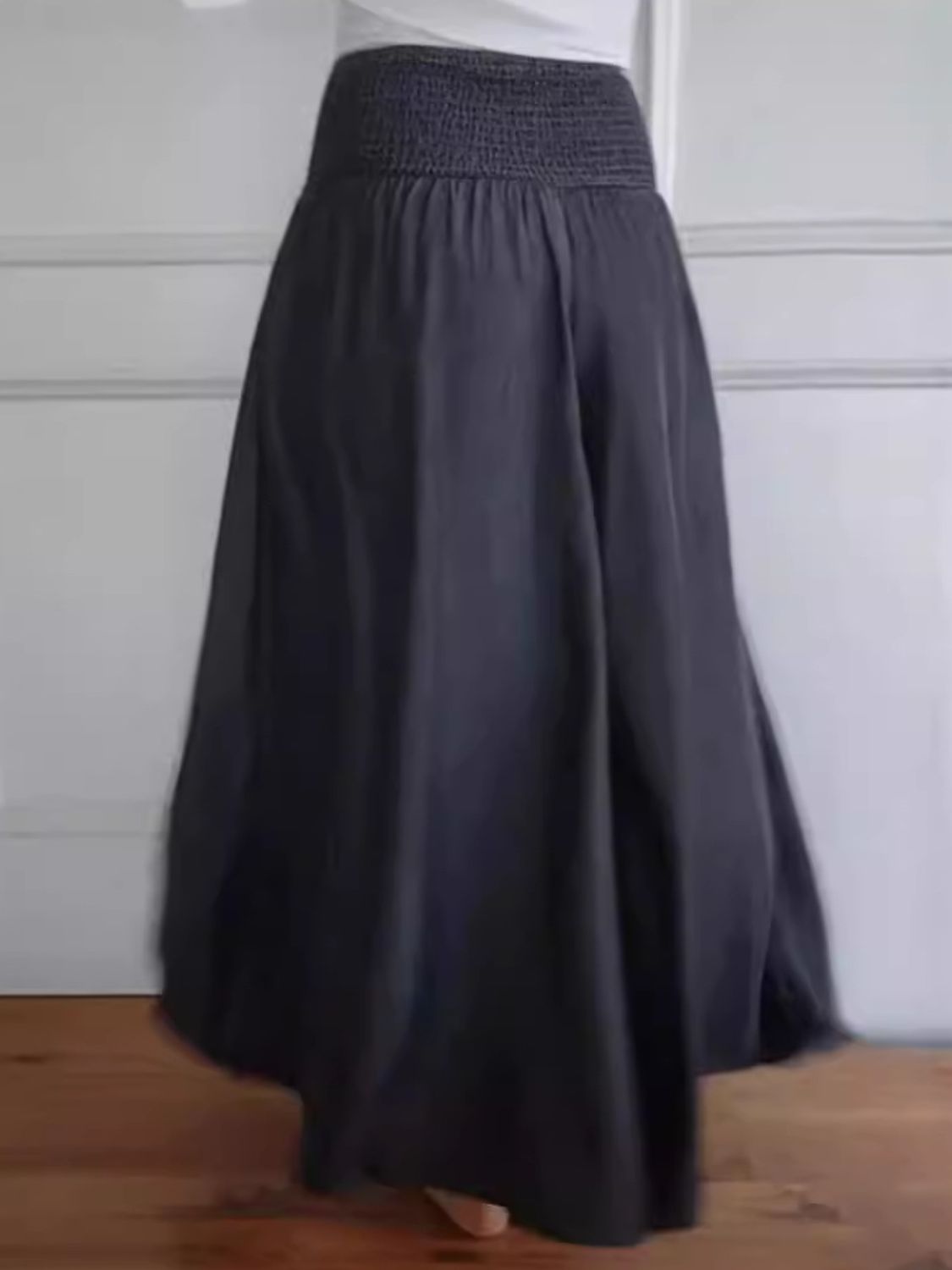 Full Size Smocked Wide Leg Pants with Pockets