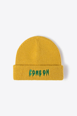 COME ON Embroidered Cuff Knit Beanie