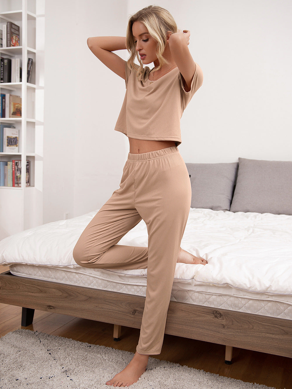 Ivy Lane Round Neck Short Sleeve Top and Pants Lounge Set