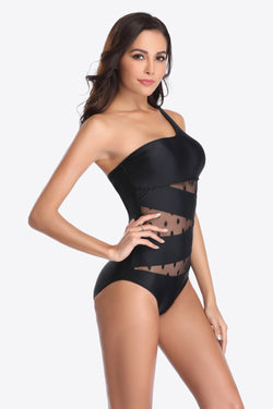 One-Shoulder Sleeveless One-Piece Swimsuit