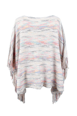 Round Neck Fringe Detail Sleeve Poncho