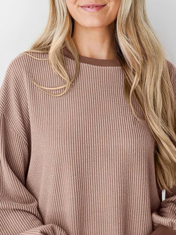 Round Neck Drop Shoulder Long Sleeve Sweatshirt