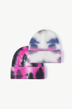 Gorro de punto con puños y efecto tie-dye