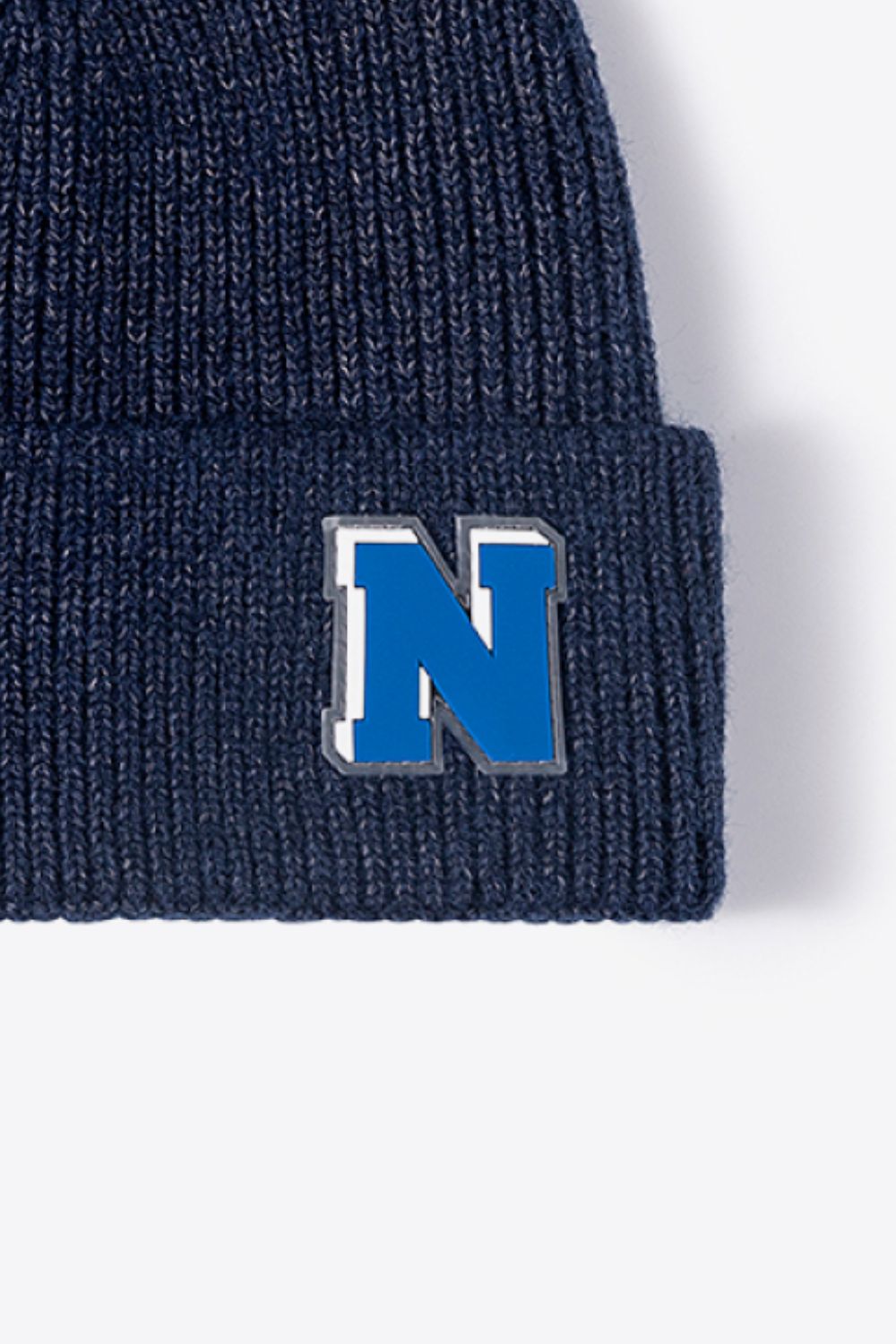 Letter N Patch Cuffed Knit Beanie