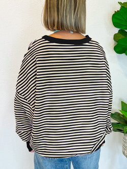 Striped Round Neck Long Sleeve Sweatshirt