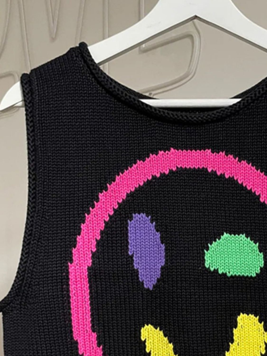 Smiley Round Neck Sweater Vest