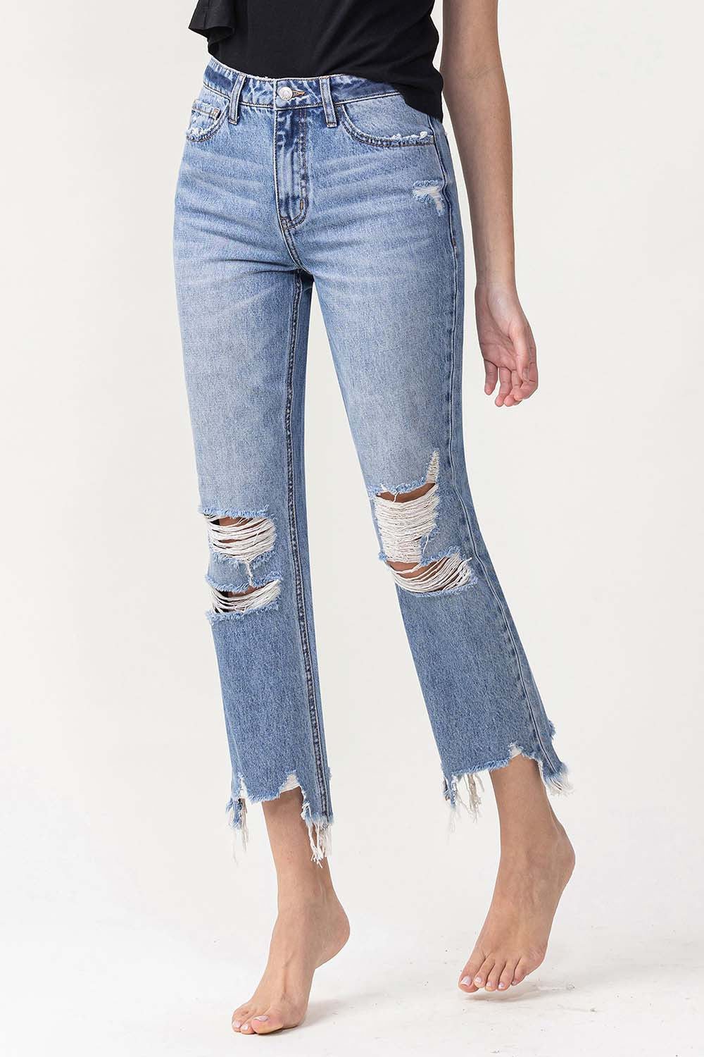 Lovervet High Rise Distressed Straight Jeans