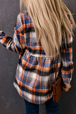 Plaid Collared Neck Long Sleeve Shirt