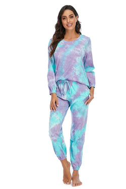 Tie-Dye Top and Drawstring Pants Lounge Set