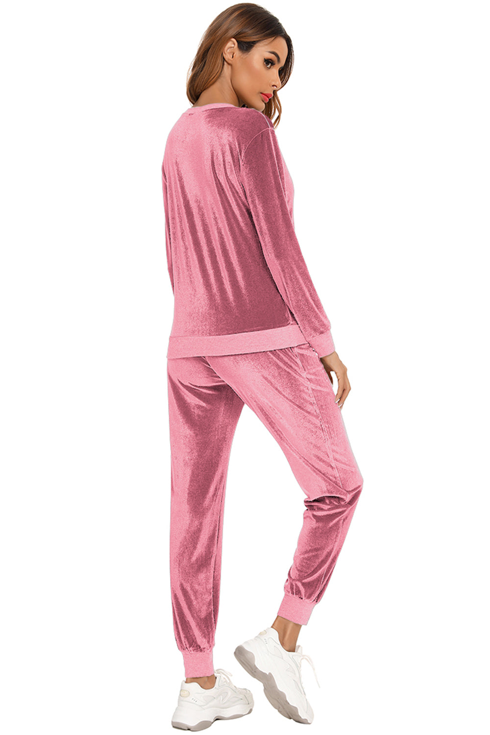 Round Neck Long Sleeve Loungewear Set with Pockets