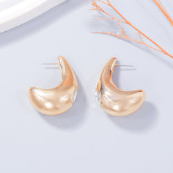 Alloy Rhinestone C-Hoop Earrings