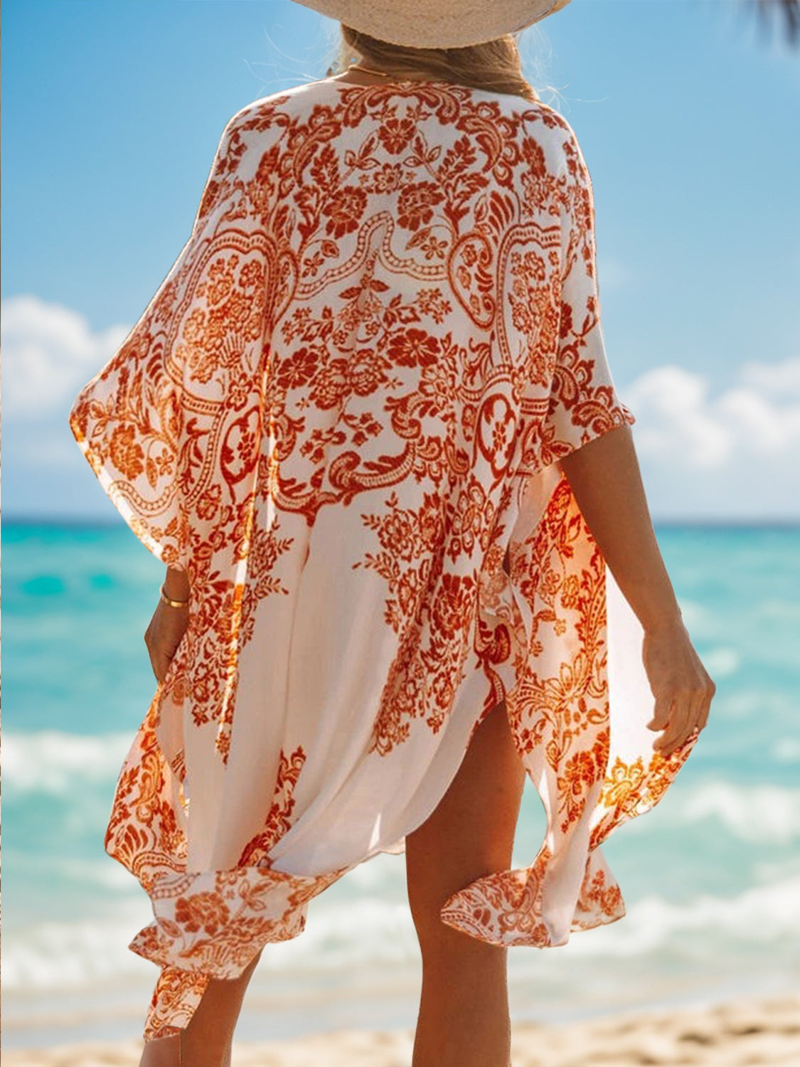 Vestido playero abierto con estampado Lovelet