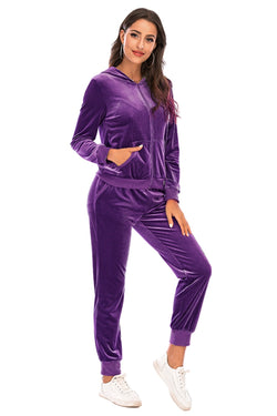 Zip-Up Hooded Jacket and Pants Set