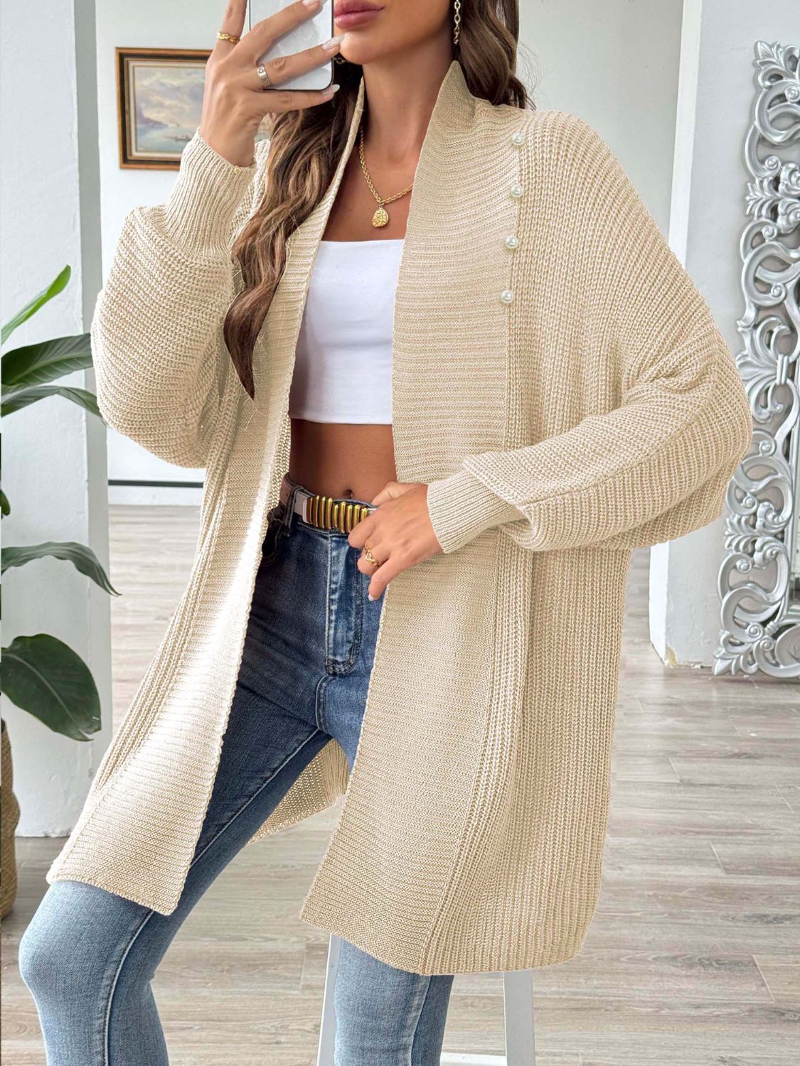 Open Front Long Sleeve Cardigan