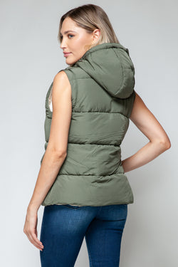 Snobbish Snap and Zip Closure Hooded Vest