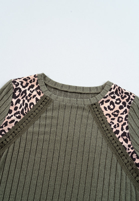 Leopard Round Neck Long Sleeve T-Shirt